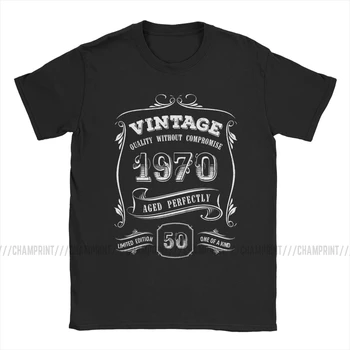 De oro de la Vendimia De 1970 Envejecido Perfectamente Camisetas de los Hombres Camisetas de Algodón Cuello Redondo 50 de Regalo de Cumpleaños de 50 Años de Edad, Camisetas de Manga Corta