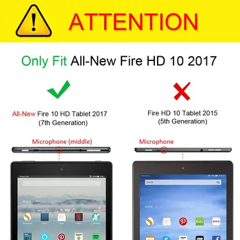 Ultra Ligero de Cuero de la PU de la Cubierta de la Tableta de Amazon Fire HD 10 Caso de 7ª Generación, 2017 Lanzamiento con la función Auto de la Estela/del Sueño de la Función
