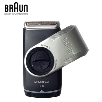 Braun máquina de afeitar Eléctrica de Afeitar M60 Batería para Hombres Portátil Lavable Cuidado del Rostro Afeitado y depilación con Maquinilla de Afeitar de Seguridad