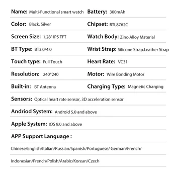 Nuevo Reloj Inteligente Reloj Teléfono de Soporte de la Llamada Mensaje Push Cámara Conectividad Bluetooth Impermeable Para Android IOS Teléfono