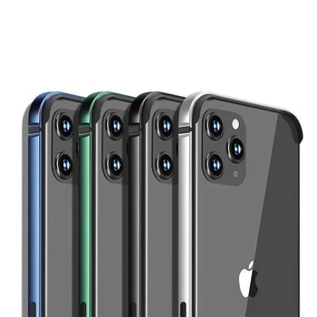 El teléfono de Parachoques Caso Para el iPhone 12 Pro Max 12Pro de Silicona Marco de Metal Para el iPhone 11 Pro Max 12 Mini Verde de Lujo Accesorios del Teléfono