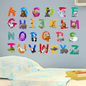Muebles Coloridos Dibujos Animados De Animales 26 Letra De Aprendizaje Pegatinas De Pared Para Niños Sala De Estar Sala Vivero