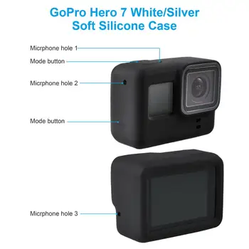 GoPro Hero 7 Blanco/Plata Accesorios Kits de Escalada al aire libre estuche Impermeable Caso+Protector de Pantalla Cordón Carabina