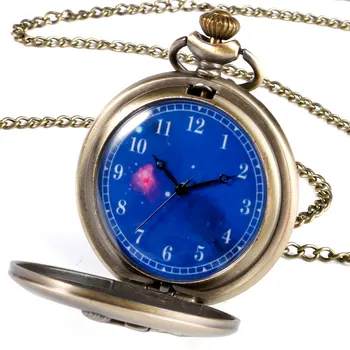 Bronce El principito Diseño de Bolsillo de Cuarzo Reloj de los Hombres del Planeta Azul Dial Relojes de bolsillo Collar Mejor Regalo para Niño Niña Niño