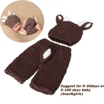 EuropeStyle Recién nacido la Fotografía Props Bebé Niños Niñas Crochet Traje de 0-6 meses el Bebé Sombrero Pantalón Crochet Tejer Ropa sesión de Fotos