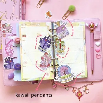 Sharkbang de la PU de la A6 en hojas Sueltas, Kawaii Sakura Magic Girl Cuaderno Diario cuaderno de notas de la Agenda Planificador de las Niñas Journels Regalo