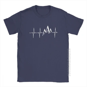 La Montaña En Mi Latido Del Corazón De T-Shirts Para Hombres Senderismo Caminar Camiseta De Escalada Gráfica Básica De Camisetas Con Cuello Redondo De Algodón Puro De La Ropa De Regalo