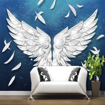 Fondo de pantalla personalizado para la Pintura de la Pared Ángel de Alas de Plumas Hermoso Cielo Mural de la Sala de estar Comedor Bar KTV Fondo de Papel de Pared