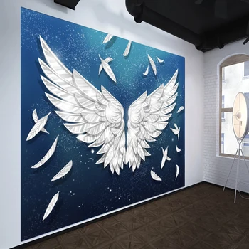 Fondo de pantalla personalizado para la Pintura de la Pared Ángel de Alas de Plumas Hermoso Cielo Mural de la Sala de estar Comedor Bar KTV Fondo de Papel de Pared