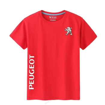 Sunmmer Hombres Camisetas de impresión de algodón O-Cuello de manga corta Peugeot T-shirt para Hombres Casual de la marca de la Camiseta de los hombres de la camiseta de la