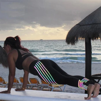 2018 verano y otoño nuevo Yoga Polainas de Impresión Laser Slim de Deportes de la Base de yoga pantalones Leggins de Deporte de las Mujeres de la Aptitud