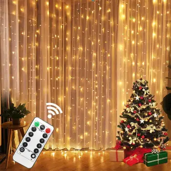 3M LED de Luces de Hadas de la Guirnalda de la Cortina de Lámpara Control Remoto USB Cadena de Luces de Garland en la Ventana de La Navidad Decoraciones para el Hogar