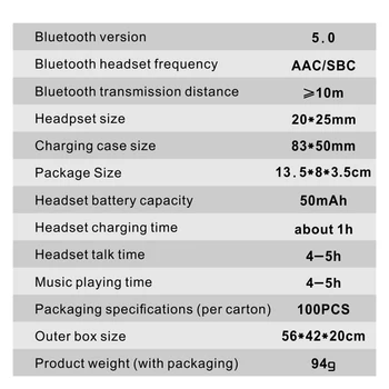 M12 TWS Inalámbrica Bluetooth 5.0 Mini Auriculares 9D Reducción de Ruido Auriculares Auriculares Impermeables Espejo de la Batería de Almacenamiento