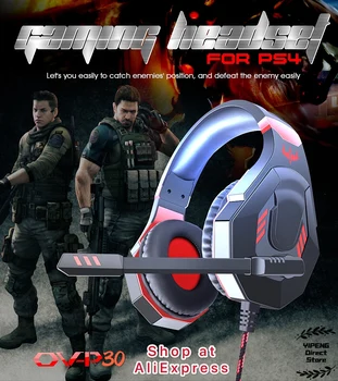 OVLENG P30 Cable de Juegos de Auriculares de los E-Sports con Micrófono Estéreo de Sonido Envolvente de alta fidelidad Auricular para PS4 PC Portátil de 3,5 mm Jack de Voz HD