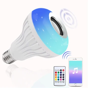 Smart Wireless LED de Bluetooth Estéreo de Altavoces de Audio RGB de colores de la Luz de Bulbo de la Música de la Lámpara+mando a distancia 12w Bombilla Inteligente