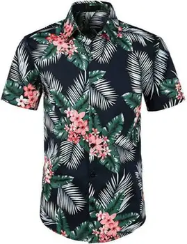Los Hombres De Camisa Hawaiana Masculina Verano Chemise Homme Camisetas Camisas Casual Impreso Floral De Manga Corta Masculina Playa De Hawai Camisetas
