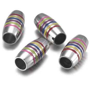 4pcs de Acero Inoxidable Coloreada Tubo de Esmalte de Bolas de 7 mm Agujero Grande para la Joyería de pulseras de Metal Perlas de BRICOLAJE, Suministros de Piezas