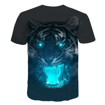 Nueva camiseta de los hombres impresos en 3D animal dominante en tres dimensiones tigre T-shirt de manga corta divertido diseño casual parte superior de la camiseta