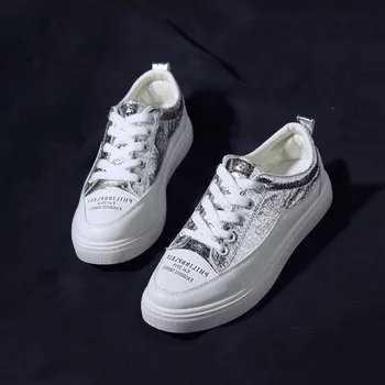 Harajuku Streetwear Bling Zapatos Blancos de Primavera, el Otoño de las Mujeres Casual Planos de cordones de Deporte Zapatillas Zapatillas de deporte de Moda Calzado Mujer