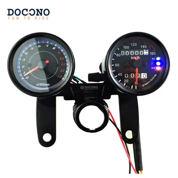 Universal de la Motocicleta del Velocímetro, Odómetro, Medidor de 0~160 km/h 13000 RPM Retroiluminación LED Tacómetro Conjunto de Instrumentos Negro