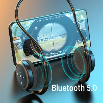 Auriculares inalámbricos Bluetooth Colgando del Cuello Deporte de la Música de los Auriculares Bass Auriculares Estéreo con Reproductor de MP3, Radio FM Soporte de Micrófono de la Tarjeta del TF