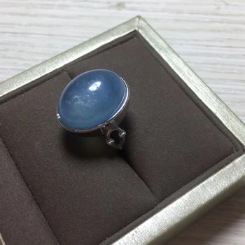 Natural de color azul aguamarina anillo ajustable de plata 925 12x15mm amor de Regalo anillo de piedra AAAA cristal de piedra de curación bajo precio