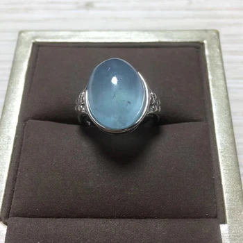 Natural de color azul aguamarina anillo ajustable de plata 925 12x15mm amor de Regalo anillo de piedra AAAA cristal de piedra de curación bajo precio