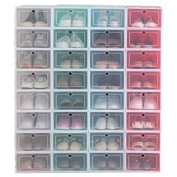 1pcs Multifuncional Color de Zapatos Percha de Plástico de la Caja de zapatos Transparentes de Cristal Portátil de la Caja de Almacenamiento de los Hogares Cajón Caso de Organizar