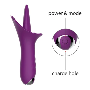 Gelugee Lengua Vibrador para Mujeres de Silicona Juguetes Sexuales 10 Multi-velocidad Labios del Clítoris Estimulación del punto G, Producto del Sexo para Adultos
