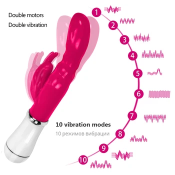 Punto G de Conejo Vibrador con estimulador del Clítoris, de la Vagina Masajeador Feamale Masturbación Eróticos, Sexo Adulto Juguetes Consolador para las Mujeres