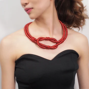 MANILAI Bohemia Collar de Gargantilla Collares las Mujeres de la Moda de la Joyería del Magnetismo Botón Declaración hecha a Mano de la Cuerda de Collares de Oro Grueso