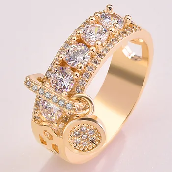 2021 nueva de lujo de oro de plata de color de la ronda anillo de compromiso para las mujeres de la señora de la joyería de regalo de aniversario a granel vender el Día de san Valentín R5232