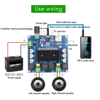 TDA7498 2X100W de Alta Potencia de Canal Dual de Bluetooth Digital de Audio Amplificador de Potencia de la Junta Apoya a AUXILIAR a Bordo de un Potenciómetro