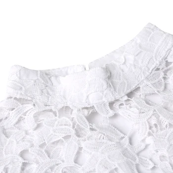 VONDA 2021 de Verano de la Túnica de la Mujer Blanca Blusa de Encaje Sexy Irregular Dobladillo Hueco Tops Sexy Blusa de Playa Blusas Camisas de sport Plus Tamaño