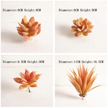 16PCS Artificial de Plantas Suculentas de Plástico de Imitación de Cactus Aloe Acudieron Naranja Decoración de Color Naranja Creativo Lindo