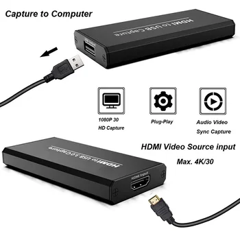 4K a 1080P HDMI de la Tarjeta de Captura HD Live Streaming USB 2.0 HDMI de la Tarjeta de Captura de Video Mini Dispositivo de Grabación de Vídeo HDMI de Registro