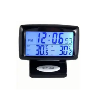 Tamaño compacto, Gran Pantalla LCD de Coche de Auto Termómetro de Alta Precisión de Reloj de Alarma de Vehículo Automóvil Termómetro Con luz de fondo