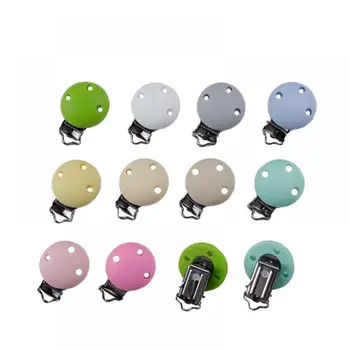 10 Colores 2Pcs/Lot Ronda en Forma de BRICOLAJE Chupete Clip de Accesorios Seguro de Silicona Pezón Clip Bebé Chupadero mordisco Libre de BPA