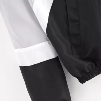 Mujeres Otoño Abrigo de Manga Larga Cremallera Deporte Outwear chaqueta de Color Multi Cortar Y Coser la Cazadora Con Capucha de Color Bloque de Capas A50
