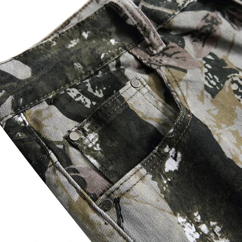 Sokotoo de los Hombres de camuflaje impreso de Moda los pantalones vaqueros slim fit diseño de la hoja pintada estirar pantalones de mezclilla