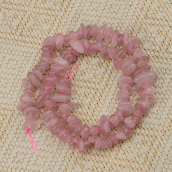 Chip de forma natural de las rosas de cuarzo cuentas de piedra natural de piedra perlas de BRICOLAJE suelta perlas para la joyería, fabricación de filamento de 15 
