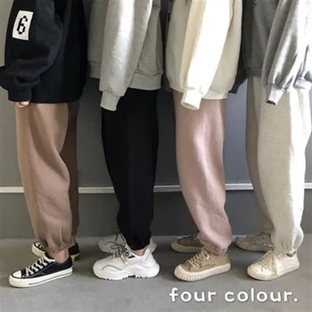 HOUZHOU Estilo coreano Pantalones de las Mujeres Más el Tamaño de Otoño Invierno de la Moda de 2020 Pantalones de Cintura Alta Plus de Terciopelo de gran tamaño Casual pantalones de Chándal