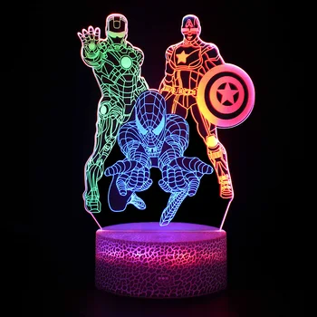 Los Héroes de Marvel en 3D Ilusión Luz de Noche para niños de colores de Spiderman Te Amo Visual de la Lámpara Toque Romántico de la Luz de la Boda Decoración de Regalo