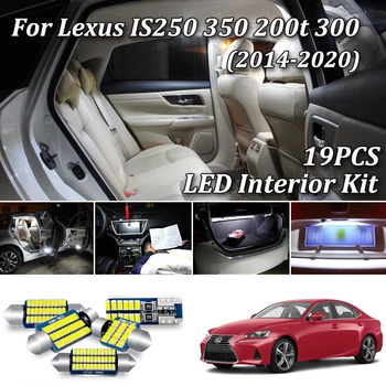 19Pcs Canbus Para Lexus is 250 350 200t 300 IS250 IS350 IS200t IS300 Interior LED Luz + Placa de la Licencia de la Lámpara Kit (-2018)