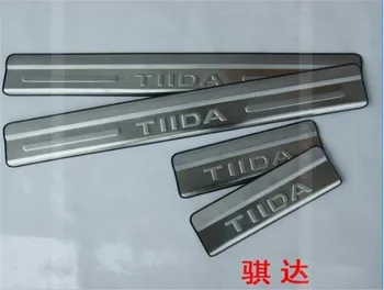 Coche estilo de acero Inoxidable umbral de la puerta de desgaste de la Placa de los accesorios del Coche Para Nissan TIIDA 2011 2012 2013
