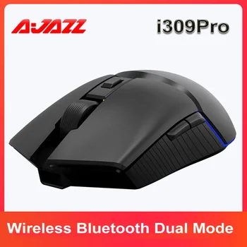 Ajazz i309Pro de Doble Modo de Juego del Ratón Recargable 2.4 G Wireless Mouse Bluetooth Ligero PAW3338 8 Botones de Luz RGB Ajuste de