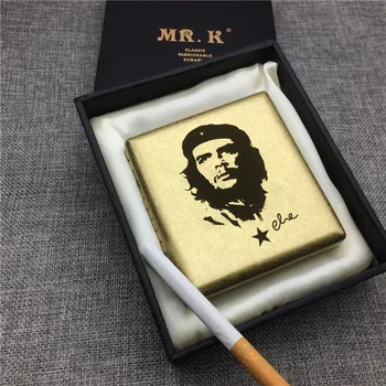 Personalizada Che Guevara De Cobre En Caso De Cigarrillos Cuadro Masculino De Metal De Cigarrillos Cajas De Grabado Láser De Almacenamiento Caja De Humo Cuba Héroe