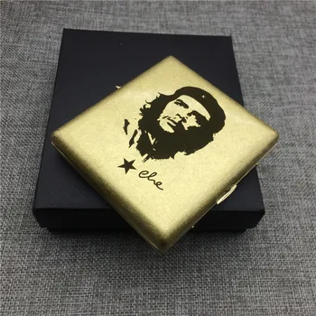 Personalizada Che Guevara De Cobre En Caso De Cigarrillos Cuadro Masculino De Metal De Cigarrillos Cajas De Grabado Láser De Almacenamiento Caja De Humo Cuba Héroe