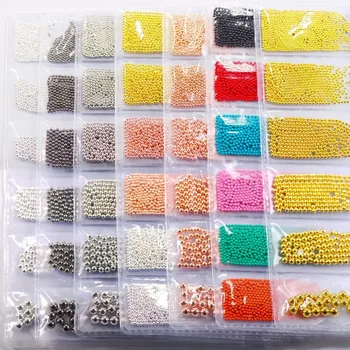 6 Paquetes de 0.8-3.0 mm Caviar de Bola de Acero de BRICOLAJE, Decoración de Uñas Accesorios de Cuadrícula en Bolsas de Metales de Microesferas Decoración de Uñas de la Herramienta