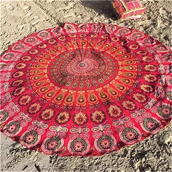 Nueva 150cm Labhanshi Mandala Roundie Bufanda Tirar Tapiz Hippie Boho Gitana de Gasa de pavo real Mantel Redondo Toalla de Playa JY6